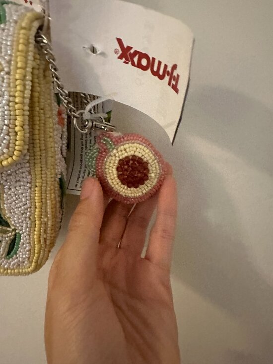 Peaches Beaded Bag | TikTok pink and yellow peach beaded shoulder bag with peach bag charm made in india